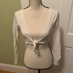 Banana Republic off-white eyelet tie top.